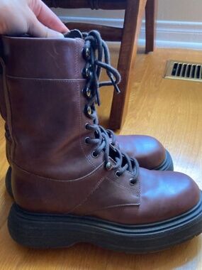 L’Intervalle leather lace-up combat boots, 38